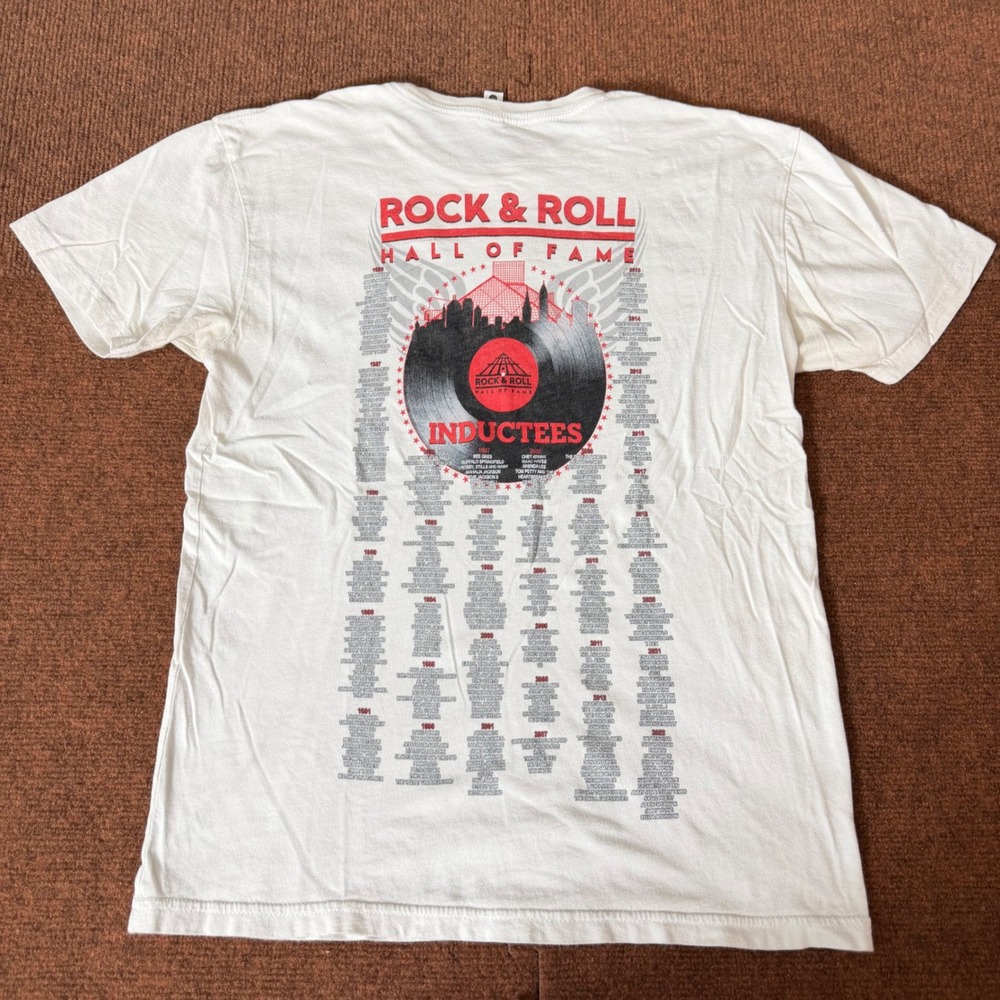 Rock & Roll Hall of Fame Inductees T-Shirt Mens Medium White Graphic Cleveland